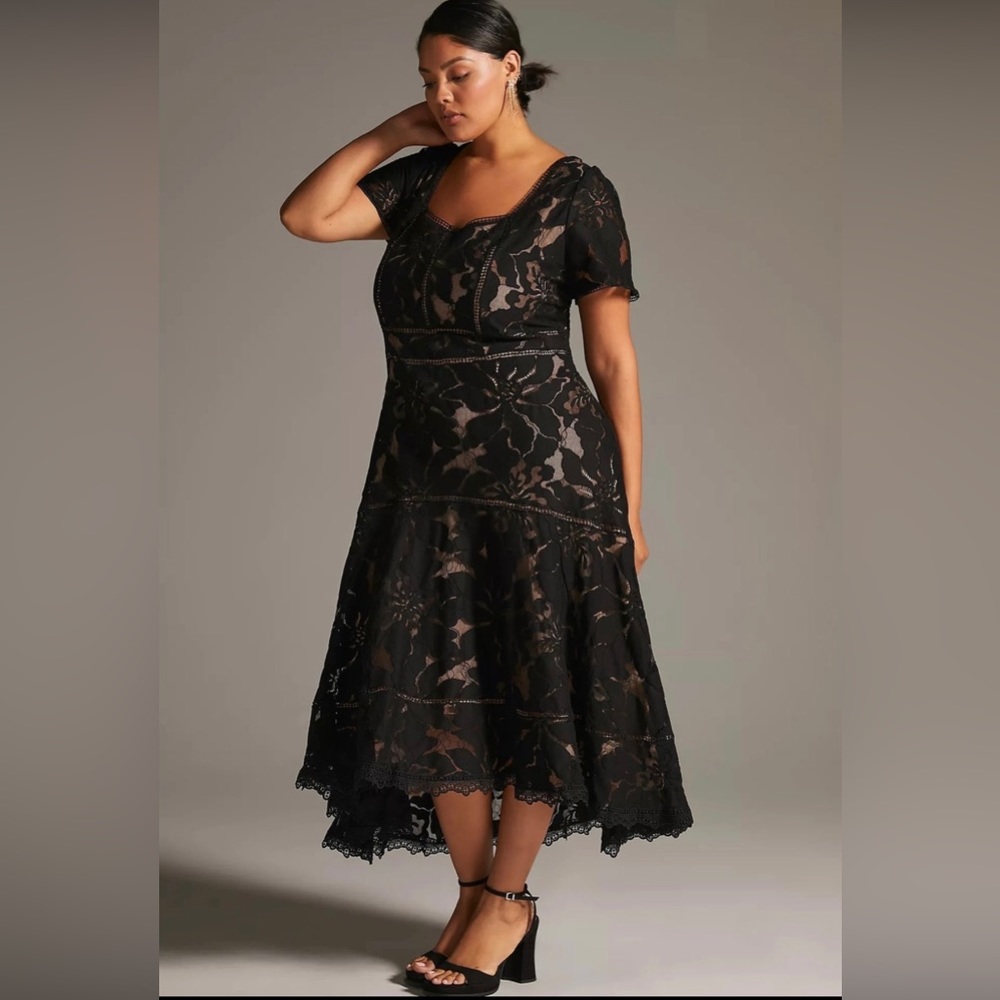Anthropologie Elegant Black Lace Dress